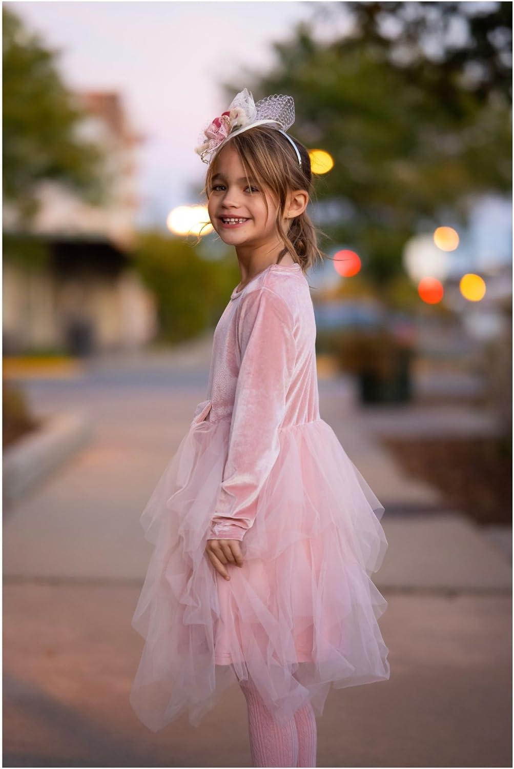 imageArshiner Toddler Girls Fall Winter Velvet Dress Irregular Hem Tulle Long Sleeve Dresses Cute Bowknot ClothesLight Rose