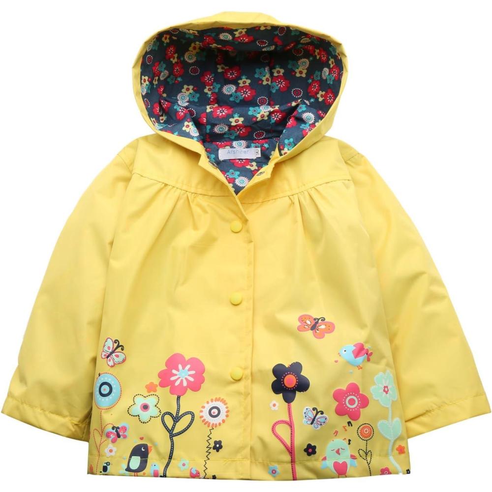 imageArshiner Girl Baby Kid Waterproof Hooded Coat Jacket Outwear Raincoat HoodiesYellow