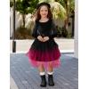 Arshiner Toddler Girls Fall Winter Velvet Dress Irregular Hem Tulle Long Sleeve Dresses Cute Bowknot Clothes(Black Red Gradient)