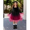 Arshiner Toddler Girls Fall Winter Velvet Dress Irregular Hem Tulle Long Sleeve Dresses Cute Bowknot Clothes(Black Red Gradient)