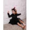 Arshiner Toddler Girls Fall Winter Velvet Dress Irregular Hem Tulle Long Sleeve Dresses Cute Bowknot Clothes(Black Star)