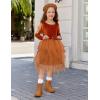 Arshiner Toddler Girls Fall Winter Velvet Dress Irregular Hem Tulle Long Sleeve Dresses Cute Bowknot Clothes(Brown)