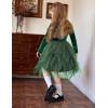 Arshiner Toddler Girls Fall Winter Velvet Dress Irregular Hem Tulle Long Sleeve Dresses Cute Bowknot Clothes(Dark Green)