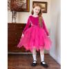 Arshiner Toddler Girls Fall Winter Velvet Dress Irregular Hem Tulle Long Sleeve Dresses Cute Bowknot Clothes(Hot Pink)