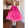 Arshiner Toddler Girls Fall Winter Velvet Dress Irregular Hem Tulle Long Sleeve Dresses Cute Bowknot Clothes(Hot Pink)