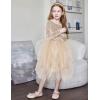 Arshiner Toddler Girls Fall Winter Velvet Dress Irregular Hem Tulle Long Sleeve Dresses Cute Bowknot Clothes(Light Apricot)