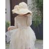 Arshiner Toddler Girls Fall Winter Velvet Dress Irregular Hem Tulle Long Sleeve Dresses Cute Bowknot Clothes(Light Apricot)