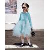 Arshiner Toddler Girls Fall Winter Velvet Dress Irregular Hem Tulle Long Sleeve Dresses Cute Bowknot Clothes(Light Blue)