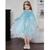 Arshiner Toddler Girls Fall Winter Velvet Dress Irregular Hem Tulle Long Sleeve Dresses Cute Bowknot Clothes(Light Blue)