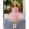 Arshiner Toddler Girls Fall Winter Velvet Dress Irregular Hem Tulle Long Sleeve Dresses Cute Bowknot Clothes(Light Rose)