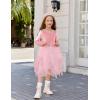 Arshiner Toddler Girls Fall Winter Velvet Dress Irregular Hem Tulle Long Sleeve Dresses Cute Bowknot Clothes(Light Rose)