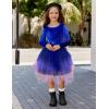 Arshiner Toddler Girls Fall Winter Velvet Dress Irregular Hem Tulle Long Sleeve Dresses Cute Bowknot Clothes(Navy Blue Gradient)