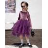 Arshiner Toddler Girls Fall Winter Velvet Dress Irregular Hem Tulle Long Sleeve Dresses Cute Bowknot Clothes(Pinkish Purple)