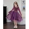 Arshiner Toddler Girls Fall Winter Velvet Dress Irregular Hem Tulle Long Sleeve Dresses Cute Bowknot Clothes(Pinkish Purple)