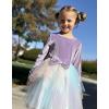 Arshiner Toddler Girls Fall Winter Velvet Dress Irregular Hem Tulle Long Sleeve Dresses Cute Bowknot Clothes(Rainbow Blue)