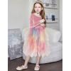 Arshiner Toddler Girls Fall Winter Velvet Dress Irregular Hem Tulle Long Sleeve Dresses Cute Bowknot Clothes(Rainbow Pink)