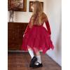 Arshiner Toddler Girls Fall Winter Velvet Dress Irregular Hem Tulle Long Sleeve Dresses Cute Bowknot Clothes(Red)