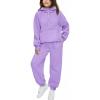 Arshiner Girls 2 Piece Outfits Tracksuit Drop Shoulder Hoodie Half Zip Sweatshirt and Sweatpants Joggers Set with Pockets(Lilac)