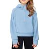 Arshiner Girls Half Zip Sweatshirt Fleece Hooded Pullover for Teen Long Sleeve Tops Fall Winter Clothes Thumb Hole(Blue)