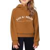 Arshiner Girls Half Zip Sweatshirt Fleece Hooded Pullover for Teen Long Sleeve Tops Fall Winter Clothes Thumb Hole(Brown-white Letter)