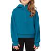 Arshiner Girls Half Zip Sweatshirt Fleece Hooded Pullover for Teen Long Sleeve Tops Fall Winter Clothes Thumb Hole(Dark Teal)