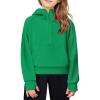 Arshiner Girls Half Zip Sweatshirt Fleece Hooded Pullover for Teen Long Sleeve Tops Fall Winter Clothes Thumb Hole(Green)