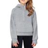 Arshiner Girls Half Zip Sweatshirt Fleece Hooded Pullover for Teen Long Sleeve Tops Fall Winter Clothes Thumb Hole(Grey)