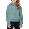 Arshiner Girls Half Zip Sweatshirt Fleece Hooded Pullover for Teen Long Sleeve Tops Fall Winter Clothes Thumb Hole(Light Green)