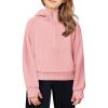 Arshiner Girls Half Zip Sweatshirt Fleece Hooded Pullover for Teen Long Sleeve Tops Fall Winter Clothes Thumb Hole(Orange Pink)