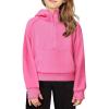 Arshiner Girls Half Zip Sweatshirt Fleece Hooded Pullover for Teen Long Sleeve Tops Fall Winter Clothes Thumb Hole(Pink)