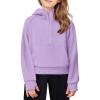 Arshiner Girls Half Zip Sweatshirt Fleece Hooded Pullover for Teen Long Sleeve Tops Fall Winter Clothes Thumb Hole(Purple)