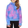 Arshiner Girls Half Zip Sweatshirt Fleece Hooded Pullover for Teen Long Sleeve Tops Fall Winter Clothes Thumb Hole(Purple Blue Tie Dye)