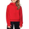 Arshiner Girls Half Zip Sweatshirt Fleece Hooded Pullover for Teen Long Sleeve Tops Fall Winter Clothes Thumb Hole(Red)