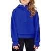 Arshiner Girls Half Zip Sweatshirt Fleece Hooded Pullover for Teen Long Sleeve Tops Fall Winter Clothes Thumb Hole(Royal Blue)