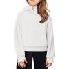 Arshiner Girls Half Zip Sweatshirt Fleece Hooded Pullover for Teen Long Sleeve Tops Fall Winter Clothes Thumb Hole(White)