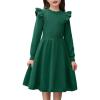 Arshiner Girls Sweater Dress Fall Winter Lantern Long Sleeve Cable Knit Pullover Midi Dresses(Green)
