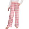 Arshiner Pajama Pants for Girls Long Sleep Plaid Pants Soft Lounge Pj Bottoms with Pockets(Plaid-pink White)