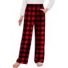 Arshiner Pajama Pants for Girls Long Sleep Plaid Pants Soft Lounge Pj Bottoms with Pockets(Plaid-red Black)