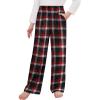 Arshiner Pajama Pants for Girls Long Sleep Plaid Pants Soft Lounge Pj Bottoms with Pockets(Plaid-red White Black)