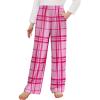 Arshiner Pajama Pants for Girls Long Sleep Plaid Pants Soft Lounge Pj Bottoms with Pockets(Small Pink Plaid)