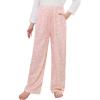 Arshiner Pajama Pants for Girls Long Sleep Plaid Pants Soft Lounge Pj Bottoms with Pockets(Star-pink)