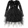 Arshiner Toddler Girls Fall Winter Velvet Dress Irregular Hem Tulle Long Sleeve Dresses Cute Bowknot Clothes(Black Star)
