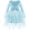 Arshiner Toddler Girls Fall Winter Velvet Dress Irregular Hem Tulle Long Sleeve Dresses Cute Bowknot Clothes(Light Blue)
