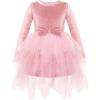 Arshiner Toddler Girls Fall Winter Velvet Dress Irregular Hem Tulle Long Sleeve Dresses Cute Bowknot Clothes(Light Rose)