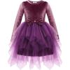 Arshiner Toddler Girls Fall Winter Velvet Dress Irregular Hem Tulle Long Sleeve Dresses Cute Bowknot Clothes(Pinkish Purple)