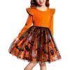 Arshiner Toddler Tutu Dresses Little Girls Velvet Tulle Fall Winter Long Sleeve Ruffle Holiday Party Dress 2-6Y(Orange)