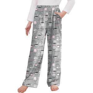 Arshiner Pajama Pants for Girls Long Sleep Plaid Pants Soft Lounge Pj Bottoms with Pockets(Gray Coffee)
