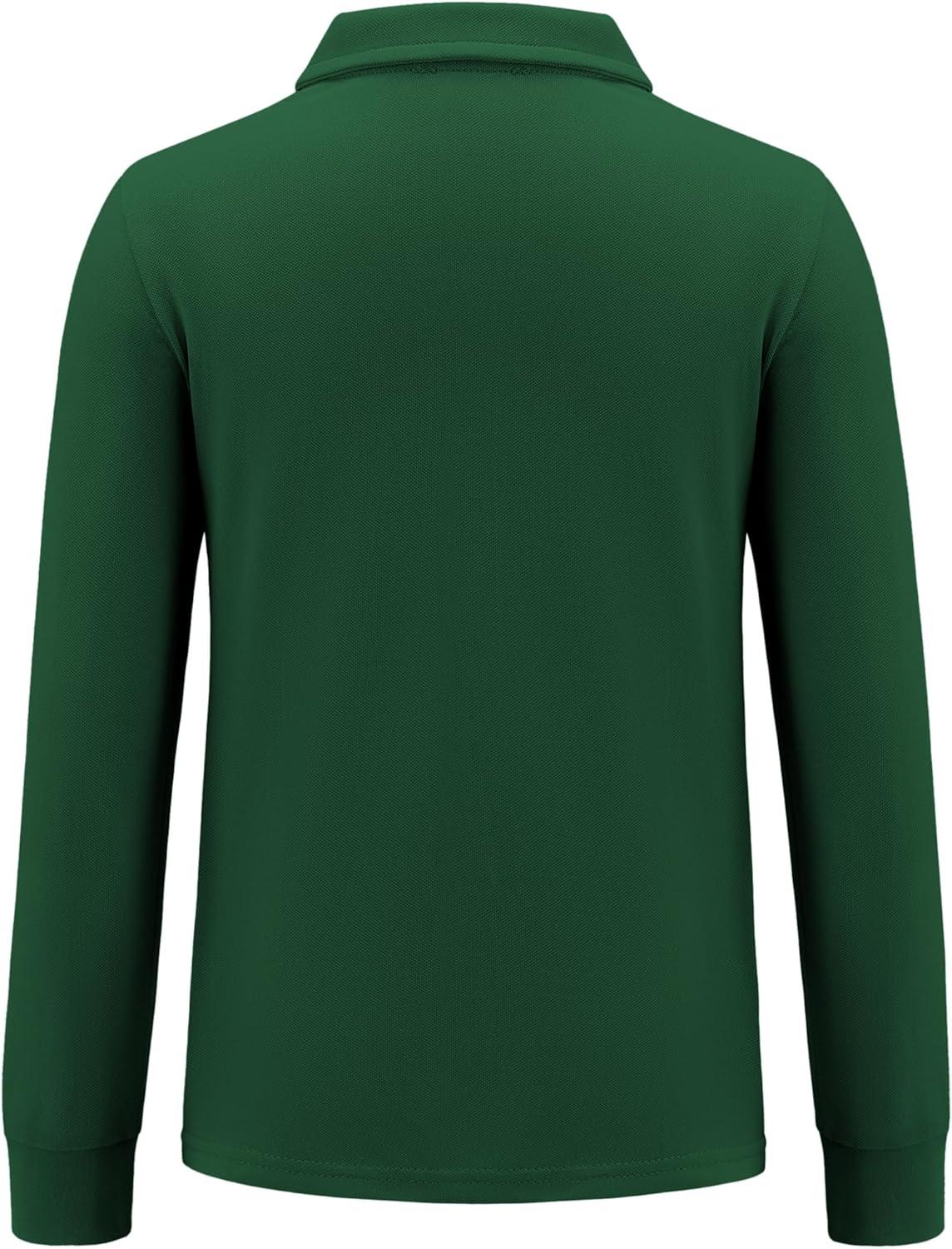 imageArshiner Boys Long Sleeve Polo Shirt Performance School Uniform Pique Button Closure Shirt Size 512 YearsBright Green