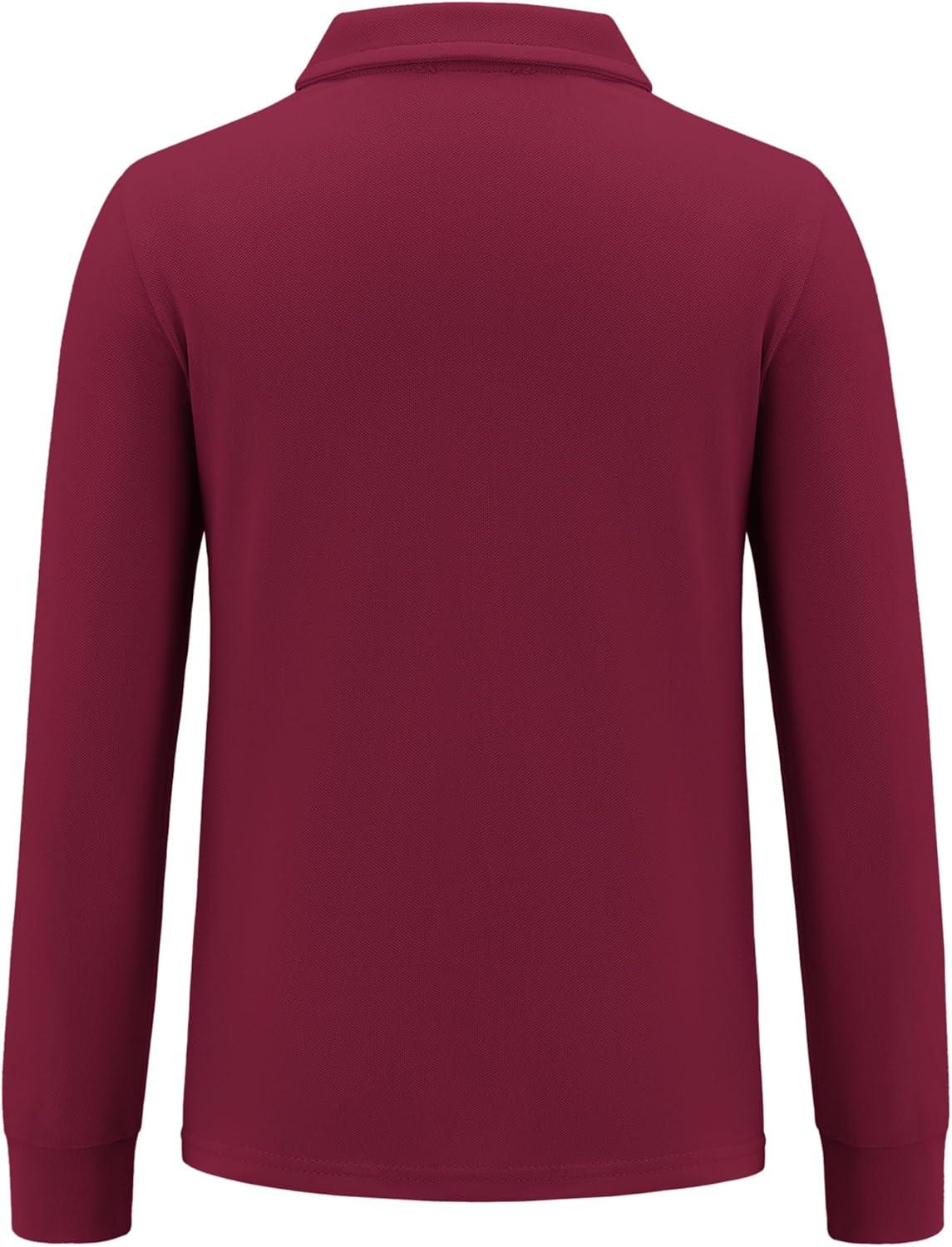 imageArshiner Boys Long Sleeve Polo Shirt Performance School Uniform Pique Button Closure Shirt Size 512 YearsRed