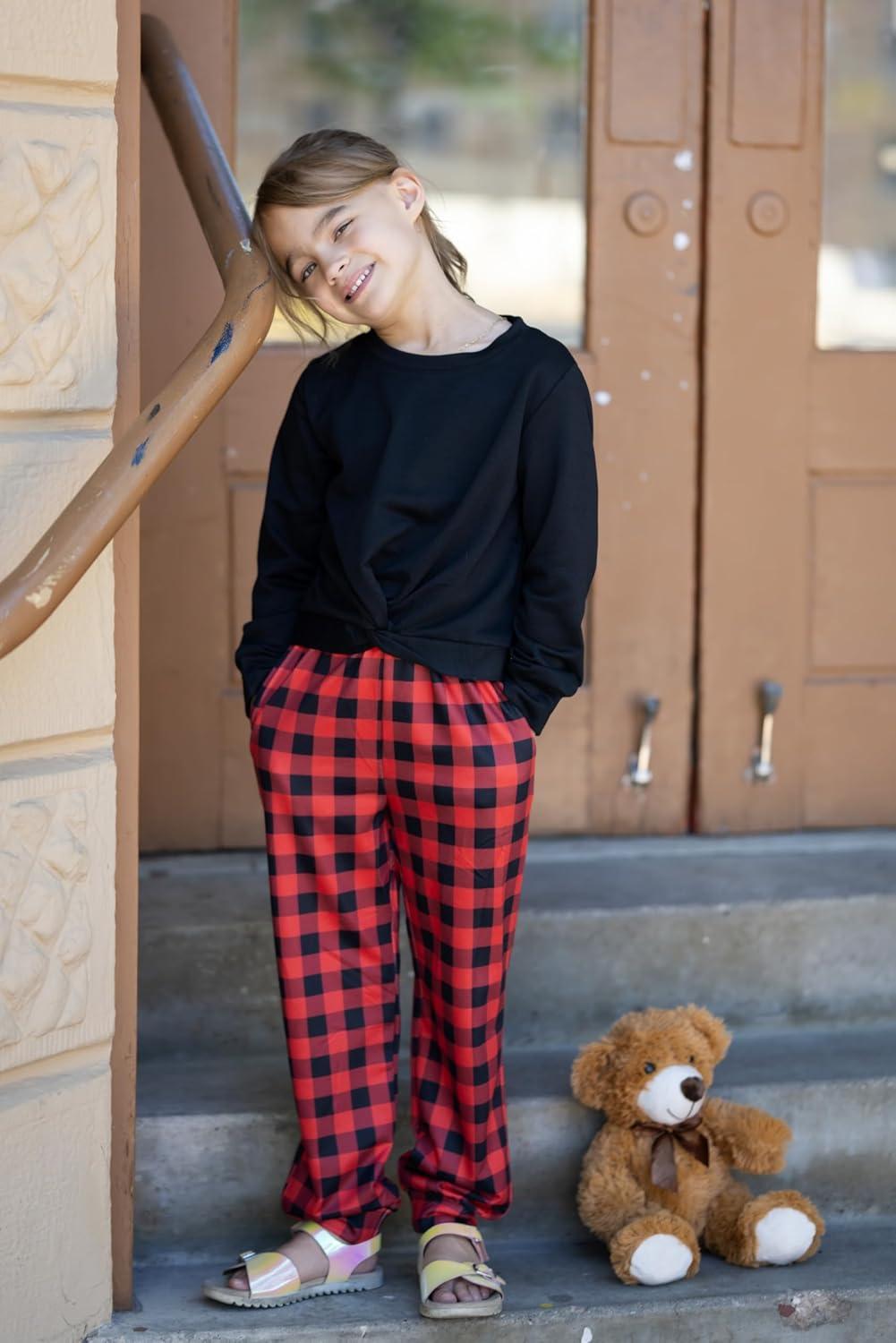 imageArshiner Girls 2 Piece Outfits Fashion Twist Front Tracksuit Long Sleeve Pullover Sweatshirt Sweatpants Jogger set SweatsuitBlackred Checkered